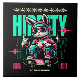 Hip-Hop Hoppity - Skater Bunny Easter Ceramic Tile