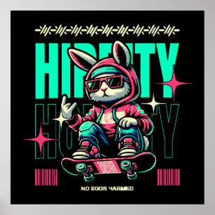 Hip-Hop Hoppity - Skater Bunny Easter Poster