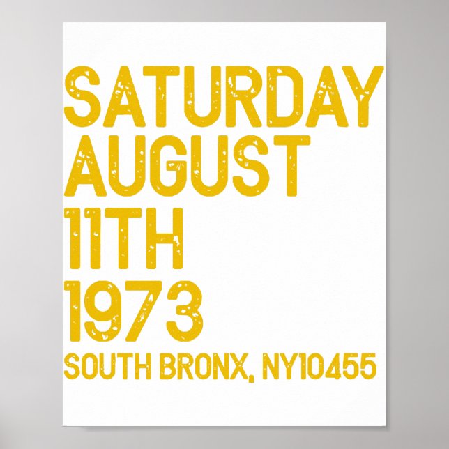 Hip Hop is Born Saturday, Aug 11, 1973, 50 Years S Poster (Front)
