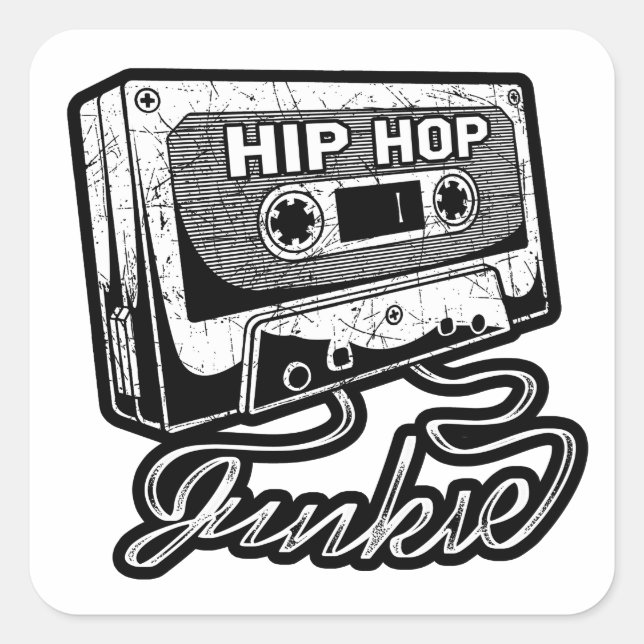 Hip Hop Junkie Golden Era Rap Music Square Sticker (Front)