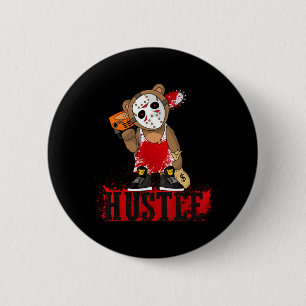 Hip Hop Lover Hockey Mask Teddy Bear Fun Entrepren 6 Cm Round Badge