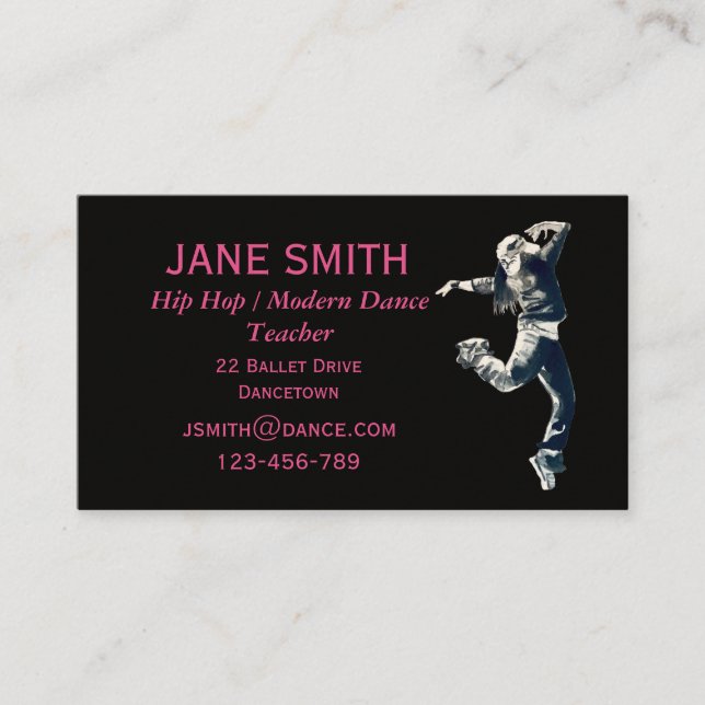 Hip Hop modern dance teacher dance studio Business Business Card (Front)