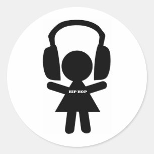 Hip Hop Music, Headphones, Hip-Hop Love Classic Round Sticker