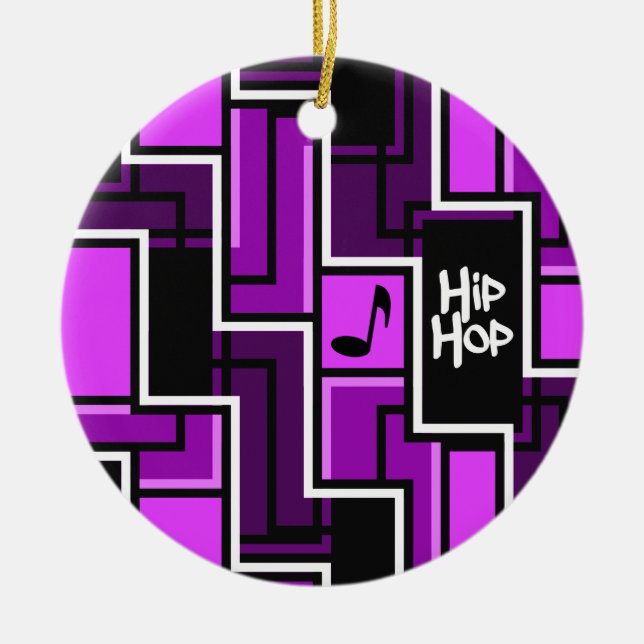 Hip Hop ornament, customisable Ceramic Tree Decoration (Front)