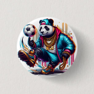 Hip Hop Panda Soccer Football Summer Sports 3 Cm Round Badge
