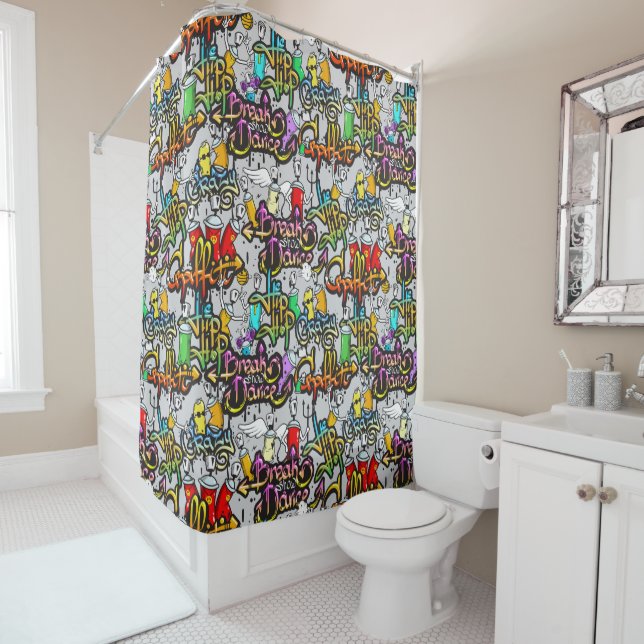 Hip Hop Pattern shower curtain (In Situ)