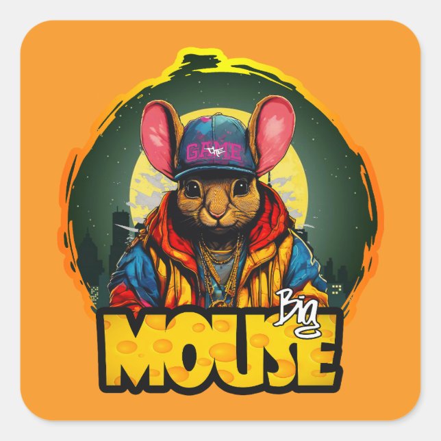 Hip Hop Print - Big mouse - Square Sticker (Front)