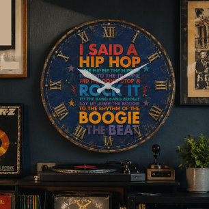 Hip Hop Rap Music Old School Studio DJ Gift Large Clock