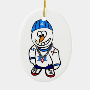Hip Hop Rapper Christmas Snowman Ornament