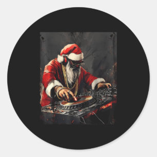 Hip Hop Santa Dj Christmas  Classic Round Sticker