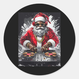 Hip Hop Santa Dj Christmas Classic Round Sticker
