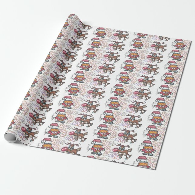 Hip Hop Santa Wrapping Paper (Unrolled)