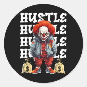 Hip Hop Scary Clown Hustle Money Urbyn Streetwear Classic Round Sticker