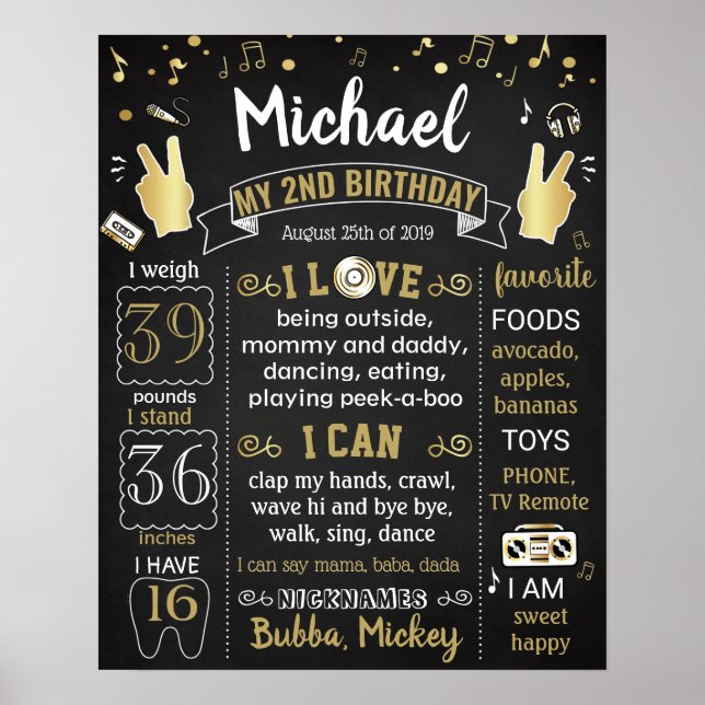 Hip hop Second Birthday milestone sign (Front)