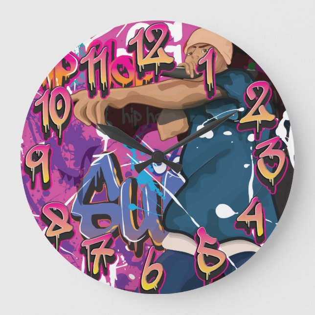 Hip Hop Singer Large Clock (Front)