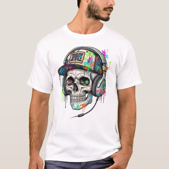 Hip Hop Skull with Sunglasses T-Shirt (Front)