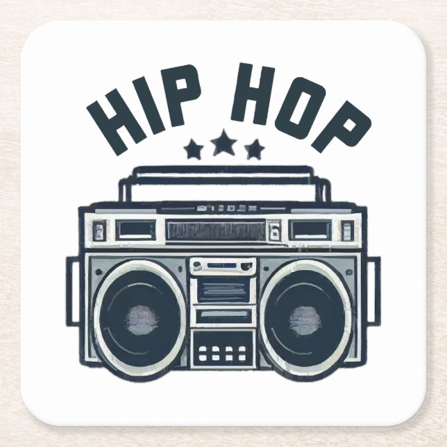 Hip hop square paper coaster (Front)