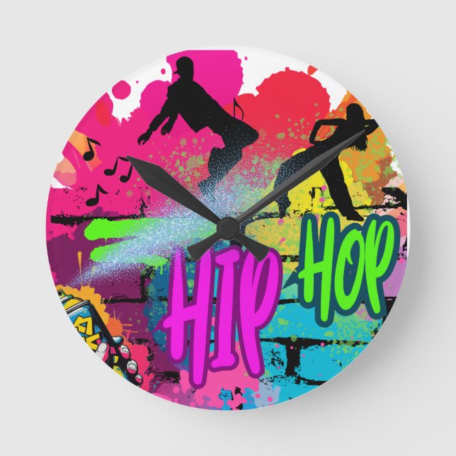  Hip-Hop Street Art  Round Clock (Front)