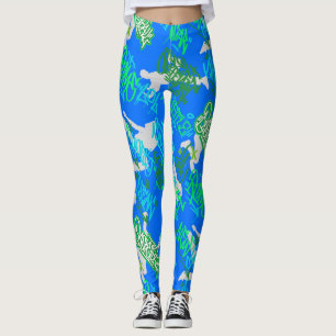 Hip Hop Street Arts Pattern B Blue BG Leggings