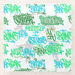 Hip Hop Street Arts Pattern Glass Coaster