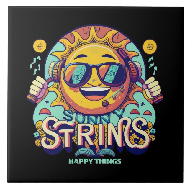 hip hop sun ceramic tile (Front)
