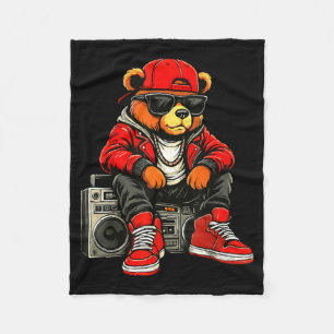 Hip Hop Teddy Bear Rap Music Fleece Blanket
