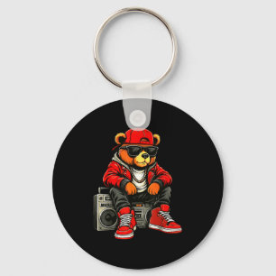 Hip Hop Teddy Bear Rap Music Key Ring
