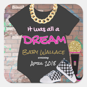 Hip Hop throwback Baby Shower Favour Sticker