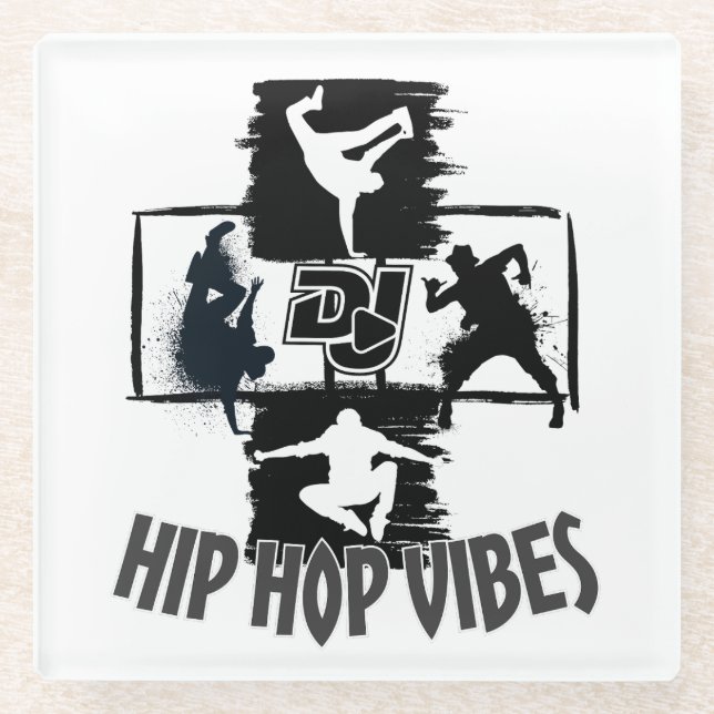 Hip Hop Vibes 2.w Glass Coaster (Front)