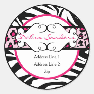 Hip Hot Pink and Black Animal Print Address Label