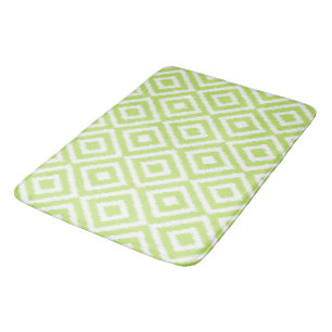 Hip Lime Green Ikat Diamond Squares Mosaic Pattern Bath Mat