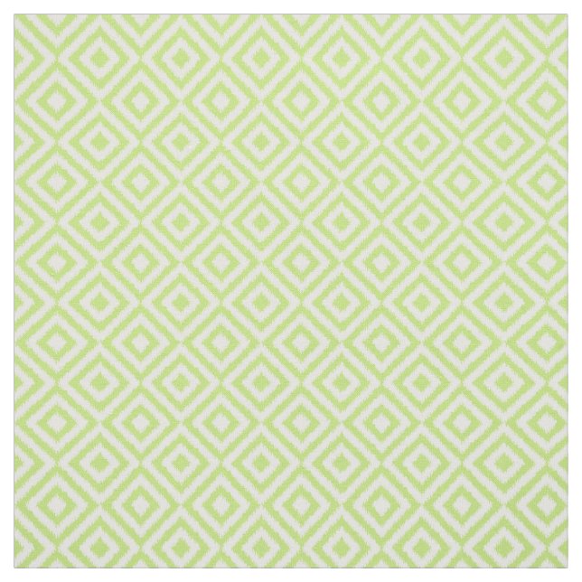 Hip Lime Green Ikat Diamond Squares Mosaic Pattern Fabric (Swatch)