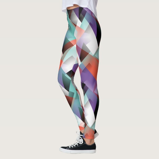 Hip Modern Abstract Geometric Mosaic Art Pattern Leggings (Left)