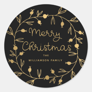 Hip Modern Gold Black Christmas Card Envelope Seal