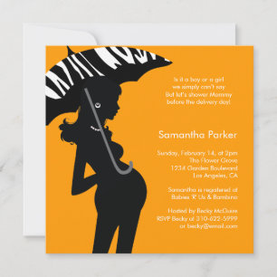 Hip Mum Umbrella Baby Shower Invitation Card