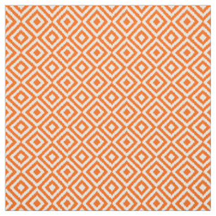 Hip Orange Ikat Diamond Squares Mosaic Pattern Fabric