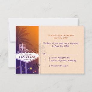 Hip Orange Purple Las Vegas Wedding RSVP
