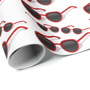 Hip Pairs of Red Sunglasses on White Custom Colour Wrapping Paper