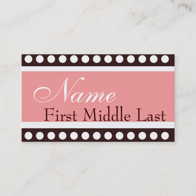 Hip PInk and Brown New Baby Calling Card (Front)