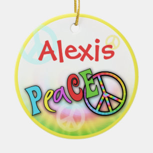 Hip Rainbow PEACE Personalised Ornament