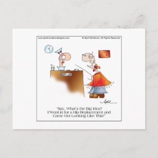 HIP REPLACEMENT Cartoon Postcard by April McCallum