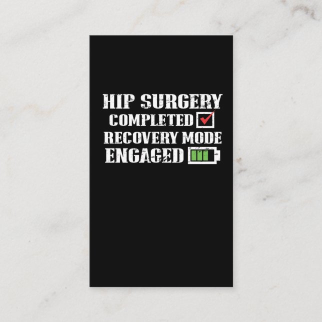 Hip Replacement Surgery Recovery Get Well Business Card (Front)