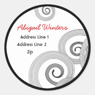 Hip Retro Black Swirl and Red Address Label