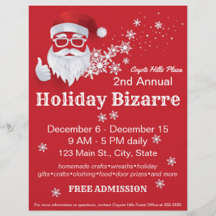 Hip Santa Claus Papercut on Red Christmas Event Flyer