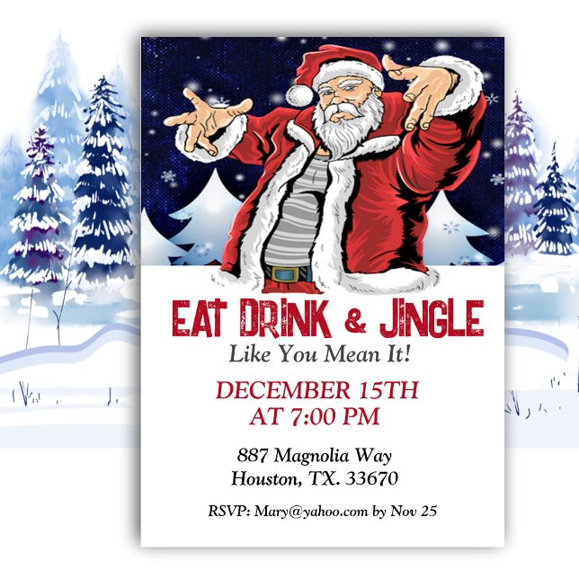 Hip Santa, Eat Drink And Jingle Invitation (Creator Uploaded)