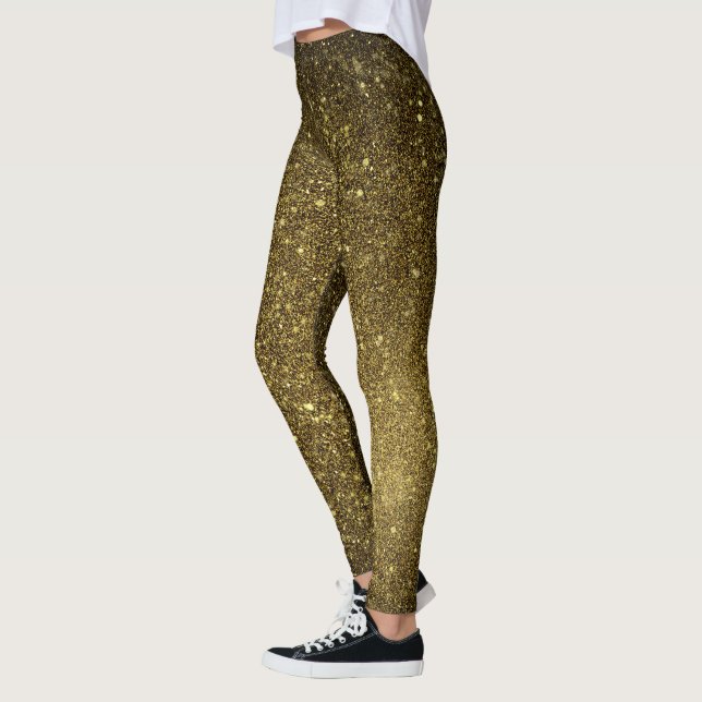 Hip Sexy Butt Golden Black Glitter Leggings Womens (Left)