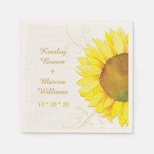 Hip Swirls & Sunflower Wedding Napkin