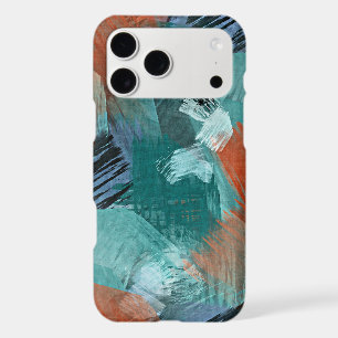 Hip Teal Blue Mint Green Orange Brushstrokes Art