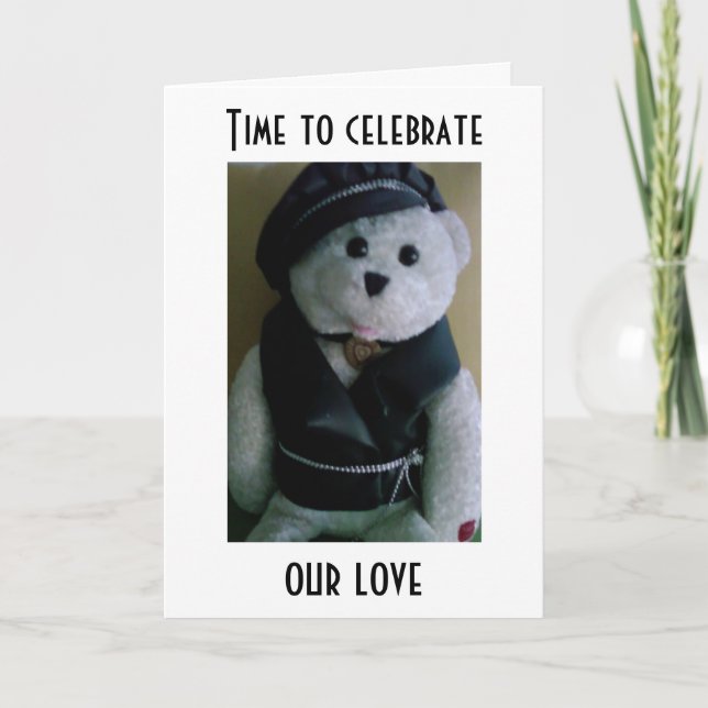 HIP TEDDY SAYS CELEBRATE OUR LOVE=ANNIVERSARY CARD (Front)