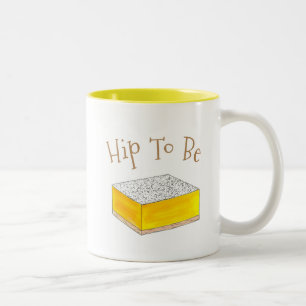 Hip To Be (Lemon) Square Bar Foodie Dessert Yellow Two-Tone Coffee Mug